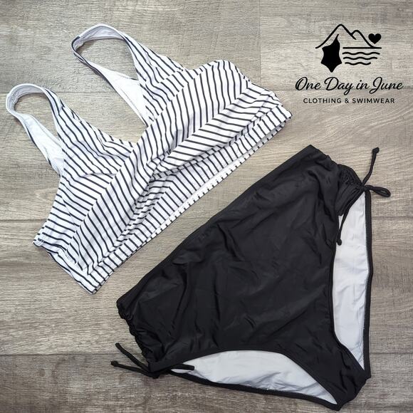 Charmleaks Plus Size Cross Front Crop Bikini Swimsuit Size XXL - Picture 2 of 5